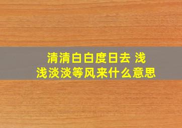 清清白白度日去 浅浅淡淡等风来什么意思